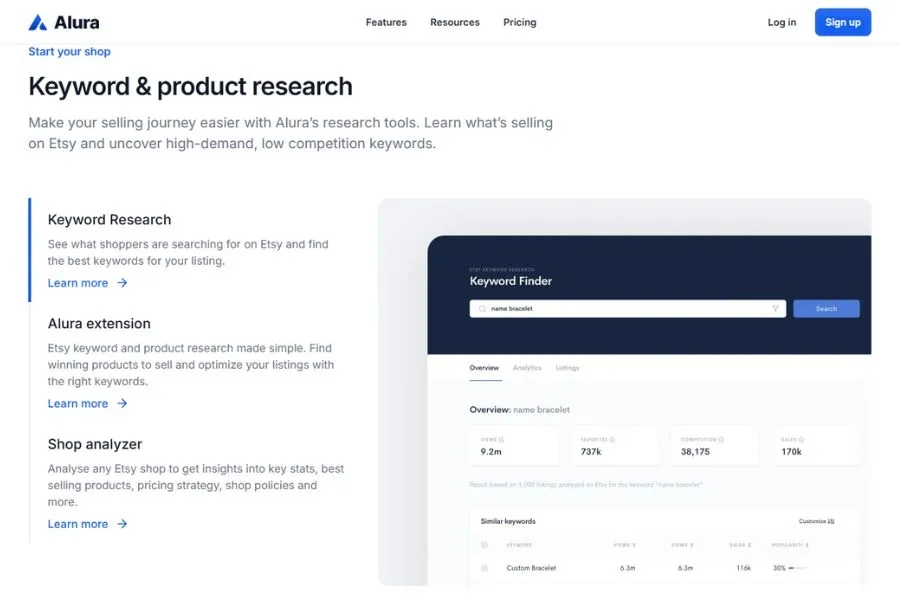 Alura is an all-in-one Etsy growth platform