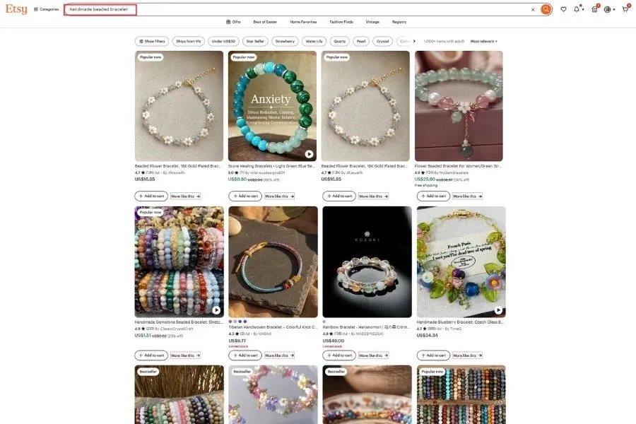 Buyer searches a keyword on Etsy