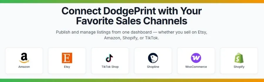 Connect DodgePrint with Etsy & other sales channels