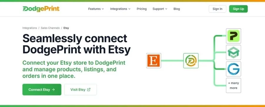 DodgePrint is a powerful POD platform to sell on Etsy
