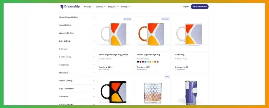 Dreamship offers various customizable mugs