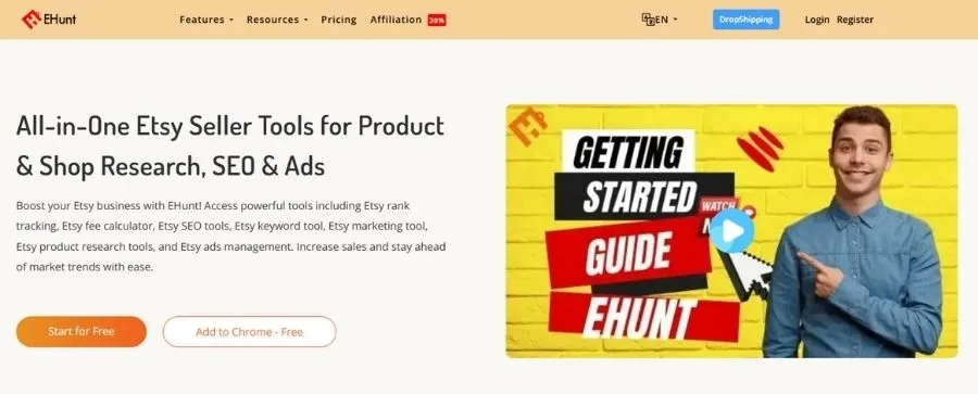 EtsyHunt is an all-in-one Etsy seller tool