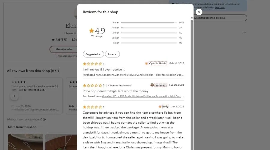 Etsy won’t remove a review as long as it follows its policies