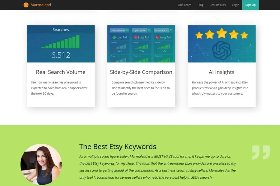 Marmalead is an Etsy SEO and keyword analysis tool