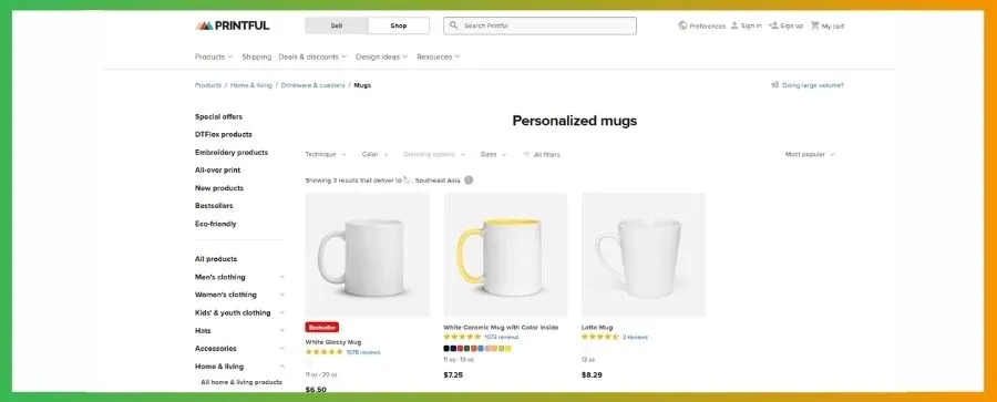Printful offers nearly 1,000 products in total