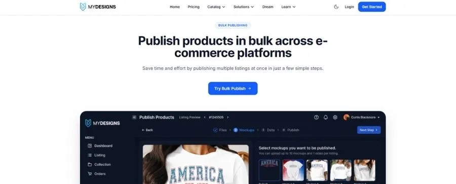 With MyDesigns, you can create designs & publish listings in bulk